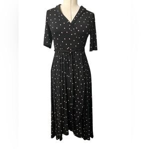 Boden Dress Size 8 Wrap Polka Dots Black Pink Valentines